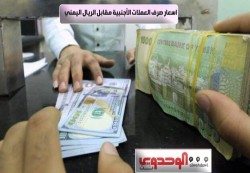 أسعار صرف العملات الأجنبية أمام الريال اليمني صباح الإثنين