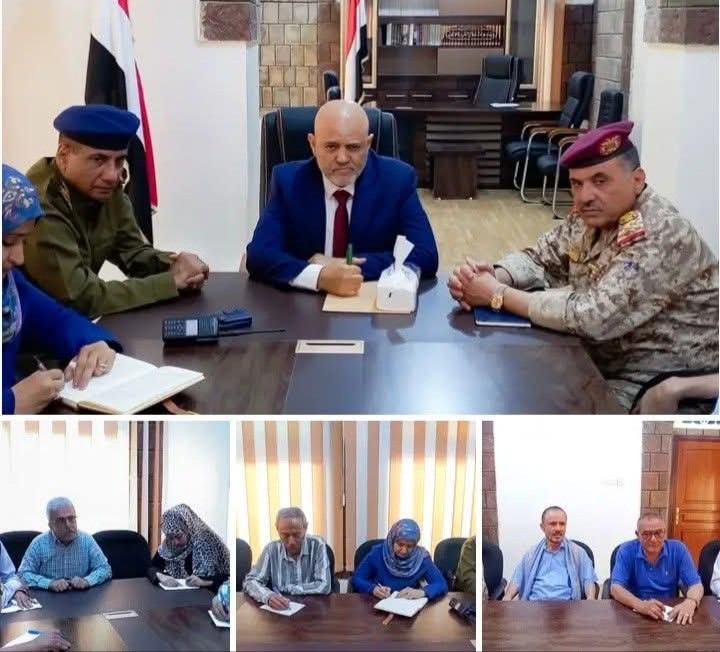 محافظ تعز يبحث مع لجنة المصالحة والقيادات العسكرية تطورات الأوضاع الأمنية