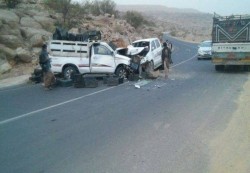 حادث مروري مروّع على طريق صنعاء - عمران يودي بحياة خمسة أشخاص