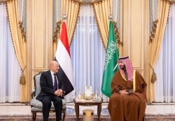 العليمي يبحث مع وزير الدفاع السعودي جهود تطبيع الأوضاع